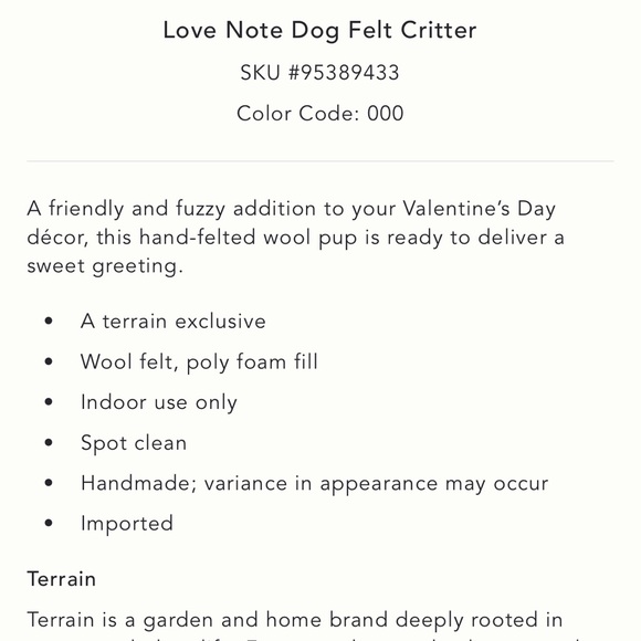 Anthropologie Love Note Dog Felt Critter - Picture 2 of 2